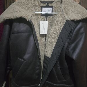 Universal Thread Brown Faux Suede Jacket with Shearling Lining